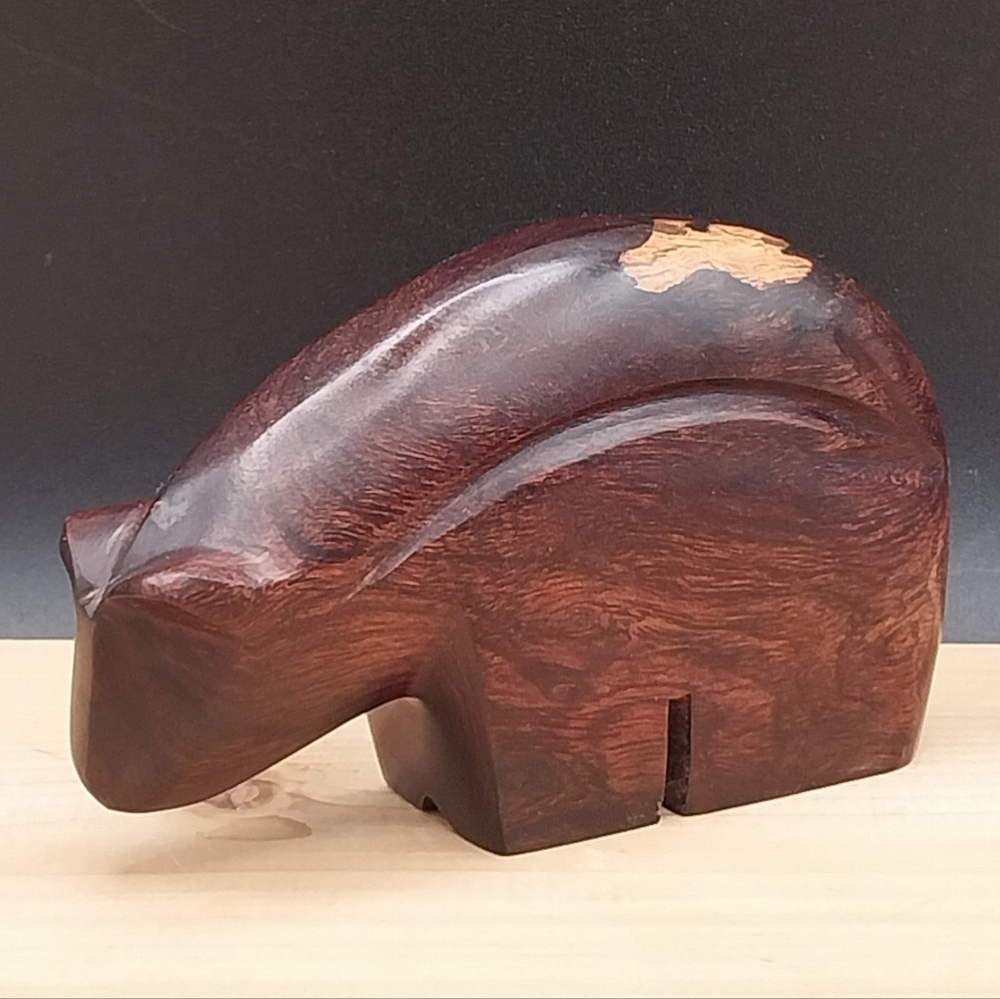 Vtg Wood Zuni Bear Fetish Figurine Polished Ironwood Animal Carving Statue cl-2